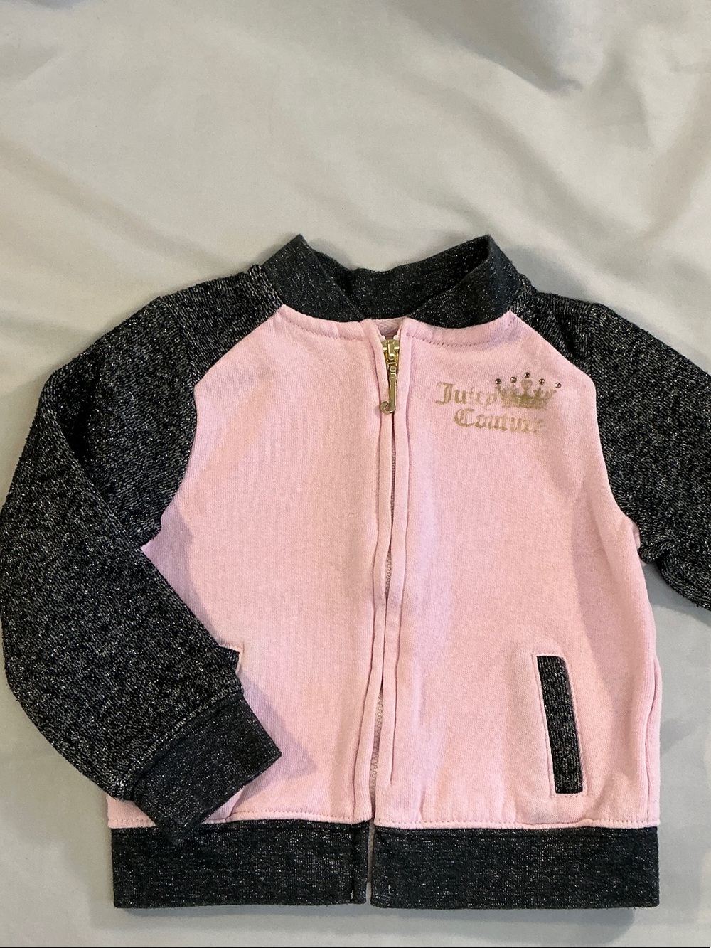Juicy Couture Pink and Charcoal Girls Zip Jacket
